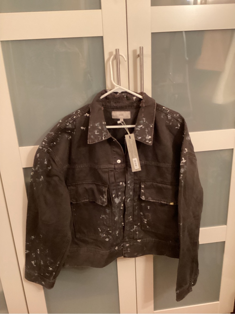 Hudson Jeans Charcoal Paint-Splatter Denim Jacket